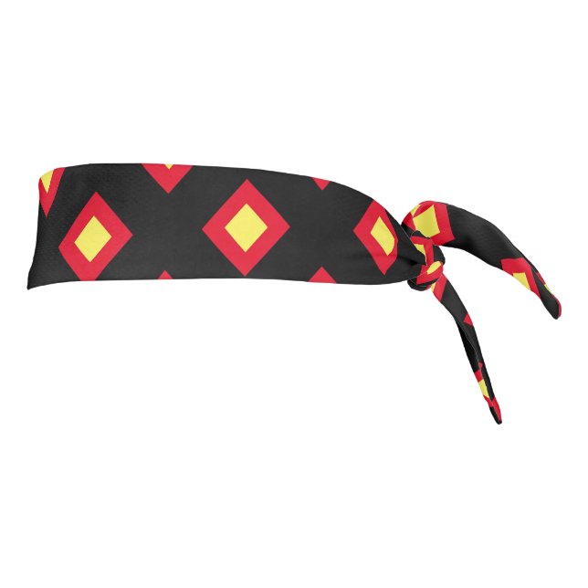 Adorable diamonds pattern black red yellow cute  tie headband (Rotate 90)