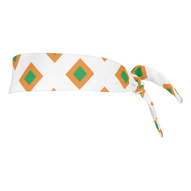 Adorable diamonds pattern white orange green cute tie headband (Rotate 90)