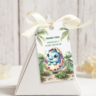 Adorable Dino Baby Shower Hatching Soon Gift Tags