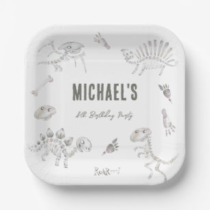 Adorable Dino Dig Birthday Paper Plates