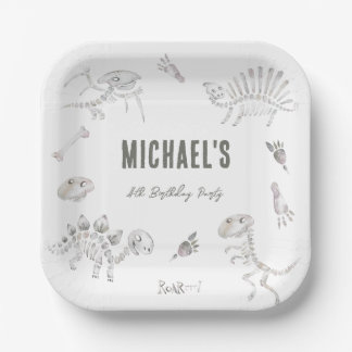 Adorable Dino Dig Birthday Paper Plates