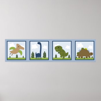 Adorable Dino/dinosaurs Personalized Art Poster by Personalizedbydiane at Zazzle