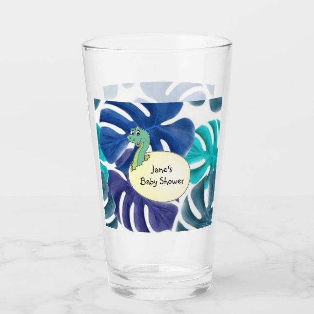 Adorable Dinosaur Baby Shower Glass (Front)