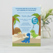 Adorable Dinosaur Baby Shower Invitations Boy (Standing Front)