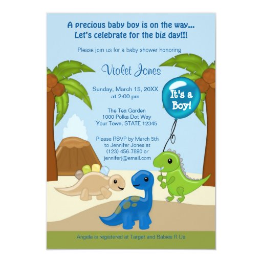 Baby Dinosaur Baby Shower Invitations 3