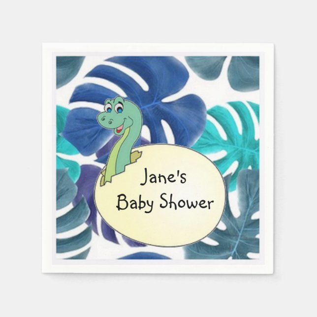 Adorable Dinosaur Baby Shower Napkins (Front)