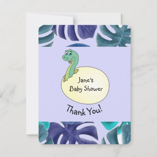 Adorable Dinosaur Baby Shower Thank You Card