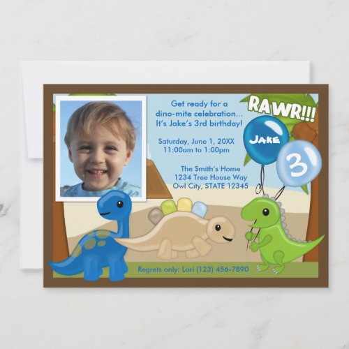 Adorable Dinosaur birthday invitation (photo)