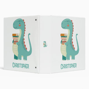 Adorable Dinosaur Book Lover With Kids Name 3 Ring Binder