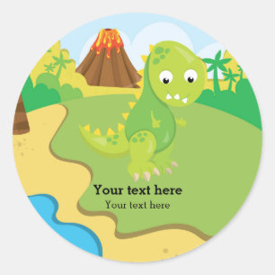 Adorable dinosaur classic round sticker