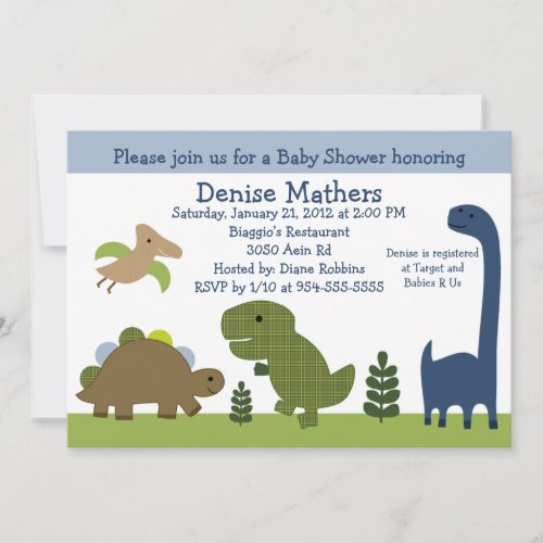 Adorable Dinosaur/Dino Baby Shower Invitation