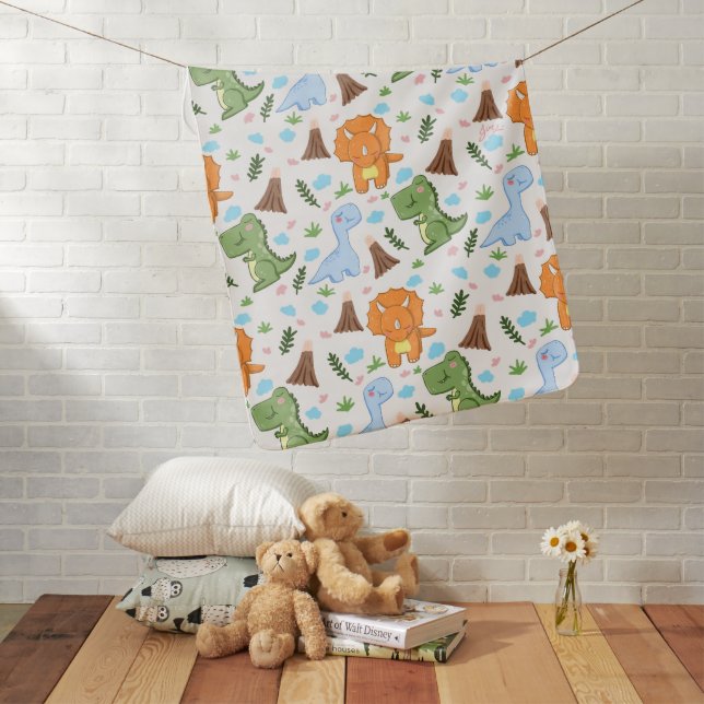 Adorable Dinosaur Pattern for Kids Baby Blanket (In Situ)