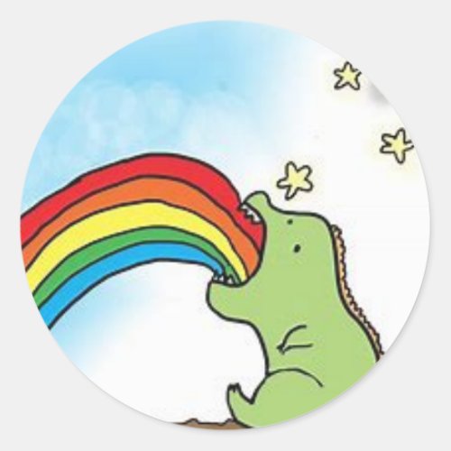 Adorable Dinosaur Rainbow Vomit Sticker