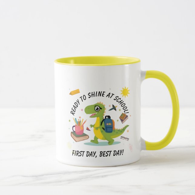 Adorable Dinosaur School Mug – First Day, Best Day (Right)