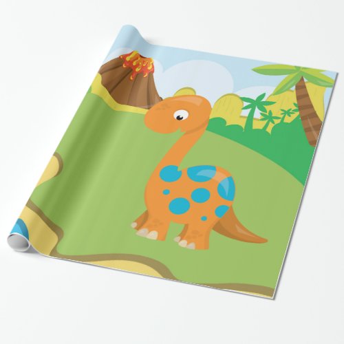 Adorable Dinosaur Wrapping Paper