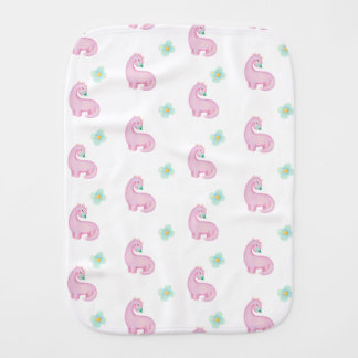 Adorable Dinosaurs and Pastel Flowers Baby Burp Cloth
