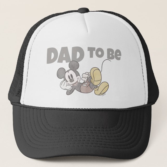 Adorable Disney Mickey Mouse Dad to Be Baby Shower Trucker Hat (Front)