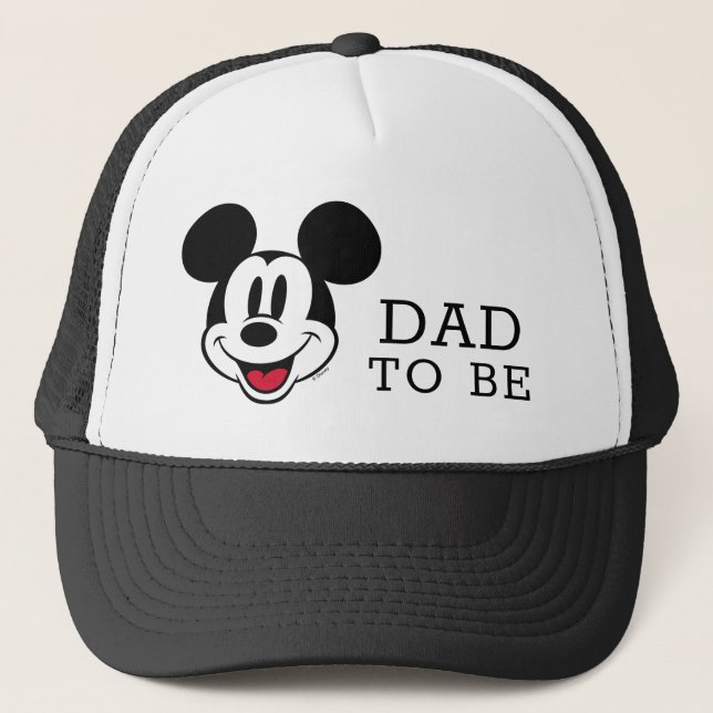 Adorable Disney Mickey Mouse Dad to Be Baby Shower Trucker Hat (Front)