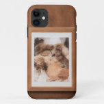Adorable Dog Art Print in Wooden Frame iPhone 11 Case