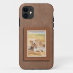 Adorable Dog Art Print in Wooden Frame iPhone 11 Case