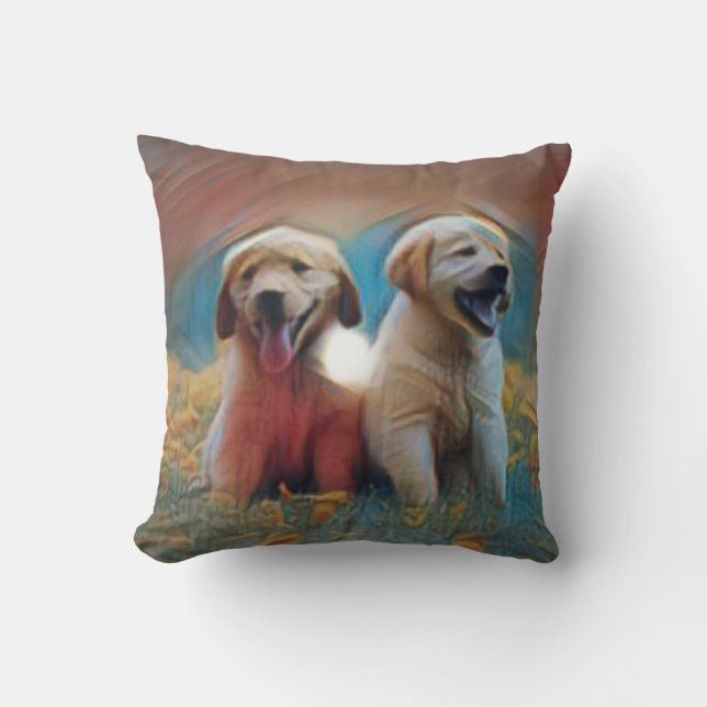 Adorable Dog Artwork Throw Pillow (Front)