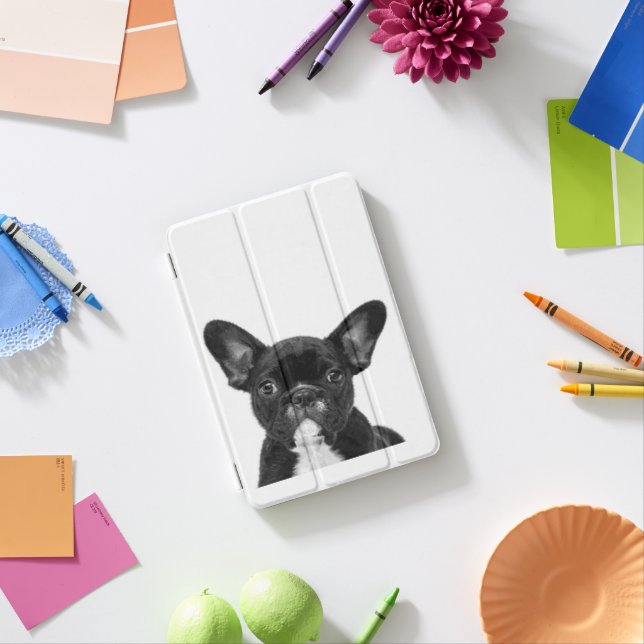 Adorable Dog | Black French Bulldog Face iPad Mini Cover (In Situ)