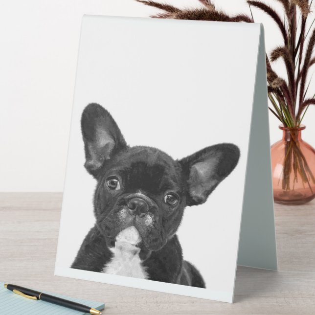 Adorable Dog | Black French Bulldog Face Table Tent (In SItu (Table))