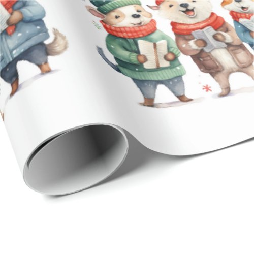 Adorable Dog Carolers Wrapping Paper