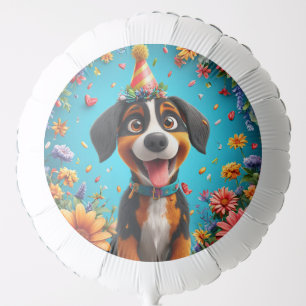 Adorable Dog Celebrating Birthday party Balloon