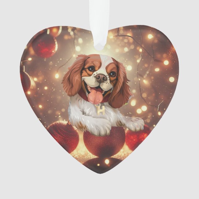 Adorable dog Christmas heart ornament (Front)