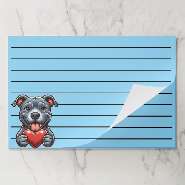 Adorable Dog Embracing Heart with Happy Expression Paper Pad (Folded)
