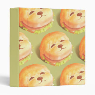 Adorable Dog Face Burger Pattern 3 Ring Binder