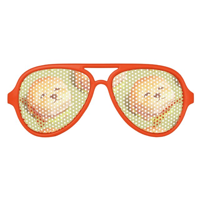Adorable Dog Face Burger Pattern Aviator Sunglasses (Front)