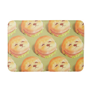 Adorable Dog Face Burger Pattern Bath Mat