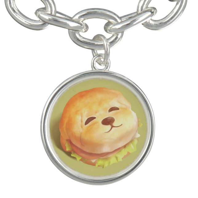 Adorable Dog Face Burger Pattern Bracelet (Design)