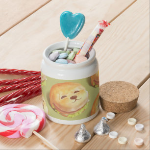 Adorable Dog Face Burger Pattern Candy Jar