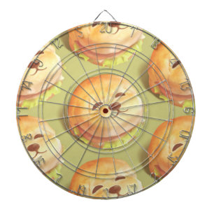 Adorable Dog Face Burger Pattern Dart Board