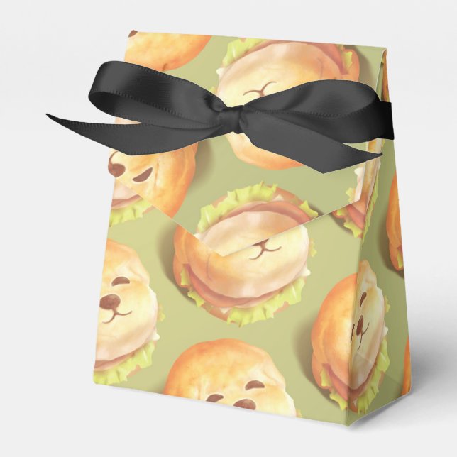 Adorable Dog Face Burger Pattern Favor Boxes (Front Side)