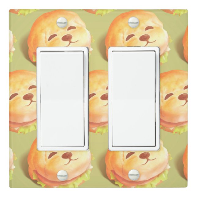 Adorable Dog Face Burger Pattern Light Switch Cover (In Situ)