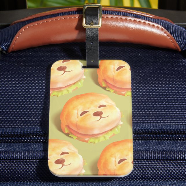 Adorable Dog Face Burger Pattern Luggage Tag (Front Insitu 2)