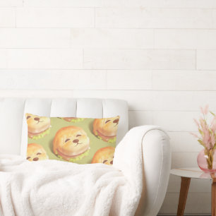 Adorable Dog Face Burger Pattern Lumbar Pillow