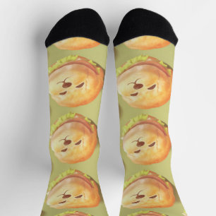 Adorable Dog Face Burger Pattern Socks