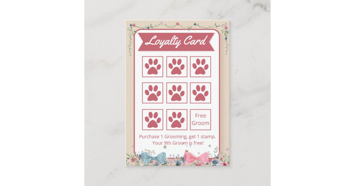 View of Adorable Dog Groomer Loyalty Card | Zazzle
