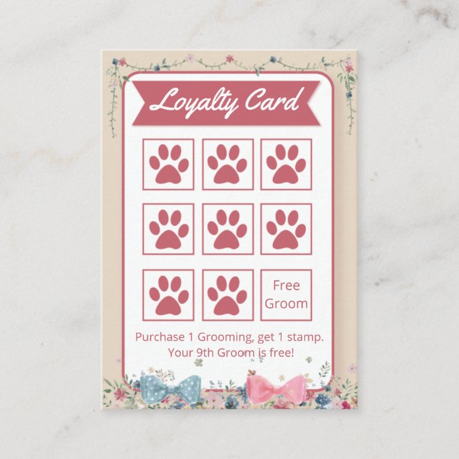 Adorable Dog Groomer Loyalty Card  (Front)