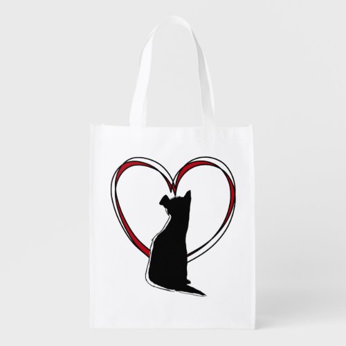 Adorable Dog in Heart  Dog Lovers Grocery Bag
