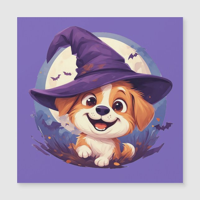 Adorable Dog in Witch Hat (Front)