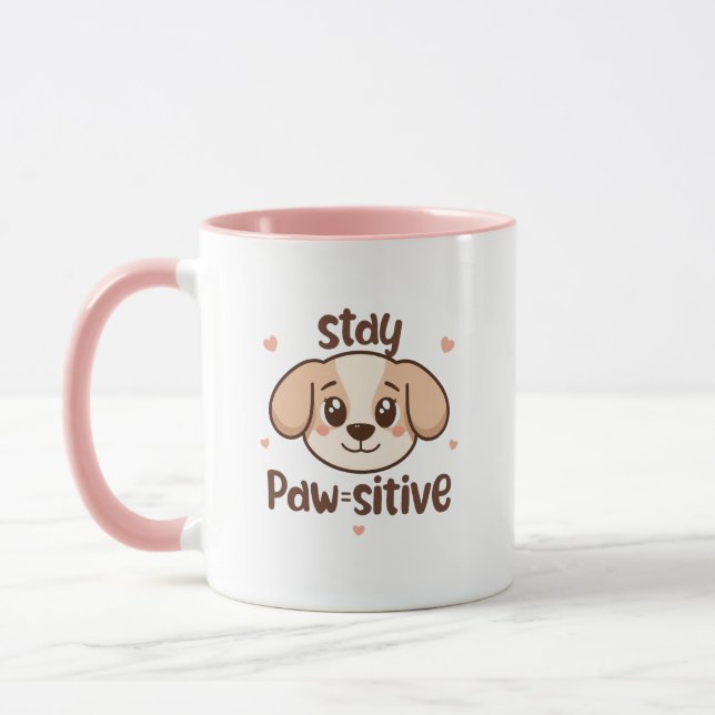 Adorable Dog Lover Optimist Quote Mug (Left)