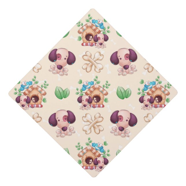 Adorable Dog Pattern  Graduation Cap Topper (Front)