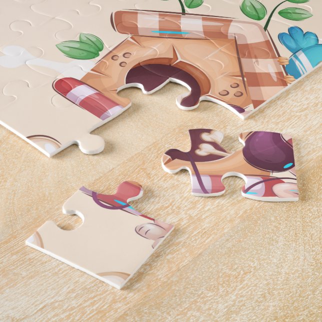 Adorable Dog Pattern  Jigsaw Puzzle (Side)
