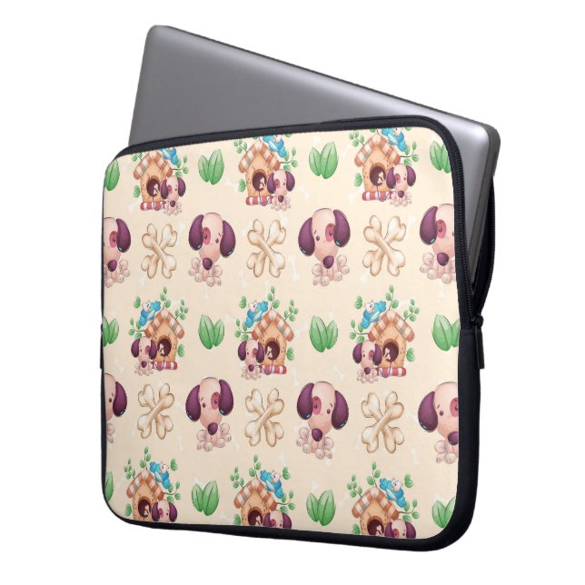 Adorable Dog Pattern  Laptop Sleeve (Front Left)